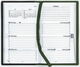 geöffneter Taschenkalender mit Wochenübersicht, horizontales Design, eine Woche auf zwei Seiten
